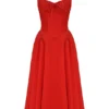 Adabella Italian Tomato Cotton Halter Sundress