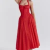 Adabella Italian Tomato Cotton Halter Sundress