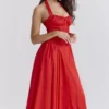 Adabella Italian Tomato Cotton Halter Sundress