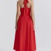 Adabella Italian Tomato Cotton Halter Sundress