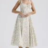Adabella Pale Blue Meadow Print Cotton Halter Sundress