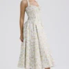 Adabella Pale Blue Meadow Print Cotton Halter Sundress