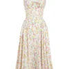 Adabella Pale Blue Meadow Print Cotton Halter Sundress