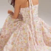 Adabella Pink Meadow Print Cotton Halter Midi Sundress