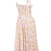 Adabella Pink Meadow Print Cotton Halter Midi Sundress