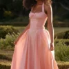 Adabella Rose Pink Cotton Halter Midi Sundress