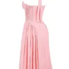 Adabella Rose Pink Cotton Halter Midi Sundress