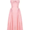 Adabella Rose Pink Cotton Halter Midi Sundress