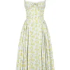 Adabella Soft Blue Vintage Floral Print Cotton Halter Sundress