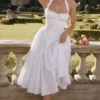 Adabella White Cotton Halter Sundress
