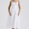Adabella White Cotton Halter Sundress