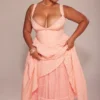 Adalyn Peach Broderie Anglais Midi Sundress
