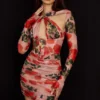 Adanna Rose Print Corset Mini Dress