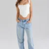 Adina White Stretch Cotton Scallop Trim Corset Top