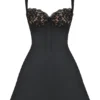 Adriana Black Satin And Lace Mini Dress