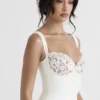 Adriana Ivory Satin and Lace Mini Dress