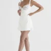 Adriana Ivory Satin and Lace Mini Dress