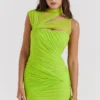 Adrie Neon Green Gathered Mini Dress
