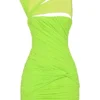 Adrie Neon Green Gathered Mini Dress