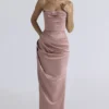 Adrienne Blush Satin Strapless Gown