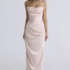 Adrienne Champagne Satin Strapless Gown