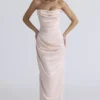 Adrienne Champagne Satin Strapless Gown