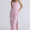 Adrienne Pink Quartz Georgette Strapless Gown