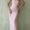 Adrienne Pink Quartz Georgette Strapless Gown