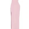 Adrienne Pink Quartz Georgette Strapless Gown