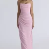 Adrienne Pink Quartz Georgette Strapless Gown