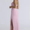 Adrienne Pink Quartz Georgette Strapless Gown