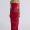 Adrienne Scarlet Satin Strapless Gown