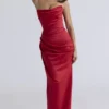 Adrienne Scarlet Satin Strapless Gown