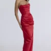 Adrienne Scarlet Satin Strapless Gown