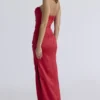 Adrienne Scarlet Satin Strapless Gown
