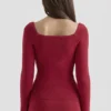 Agatha Red Fitted Long Sleeve Top