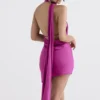 Aida Hot Pink Asymmetric Wrap Neck Dress