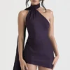 Aida Night Shade Asymmetric Wrap Neck Dress