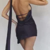 Aida Night Shade Asymmetric Wrap Neck Dress