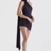 Aida Night Shade Asymmetric Wrap Neck Dress