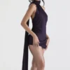 Aida Night Shade Asymmetric Wrap Neck Dress