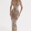 Aiza Cream Floral Print Maxi Dress