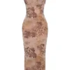 Aiza Cream Floral Print Maxi Dress