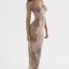 Aiza Cream Floral Print Maxi Dress