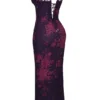 Aiza Grape Floral Print Maxi Dress