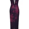 Aiza Grape Floral Print Maxi Dress