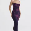 Aiza Grape Floral Print Maxi Dress