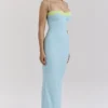 Aiza Ocean Blue Contrast Lace Maxi Dress