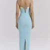 Aiza Ocean Blue Contrast Lace Maxi Dress