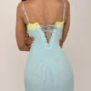 Aiza Ocean Blue Contrast Lace Maxi Dress